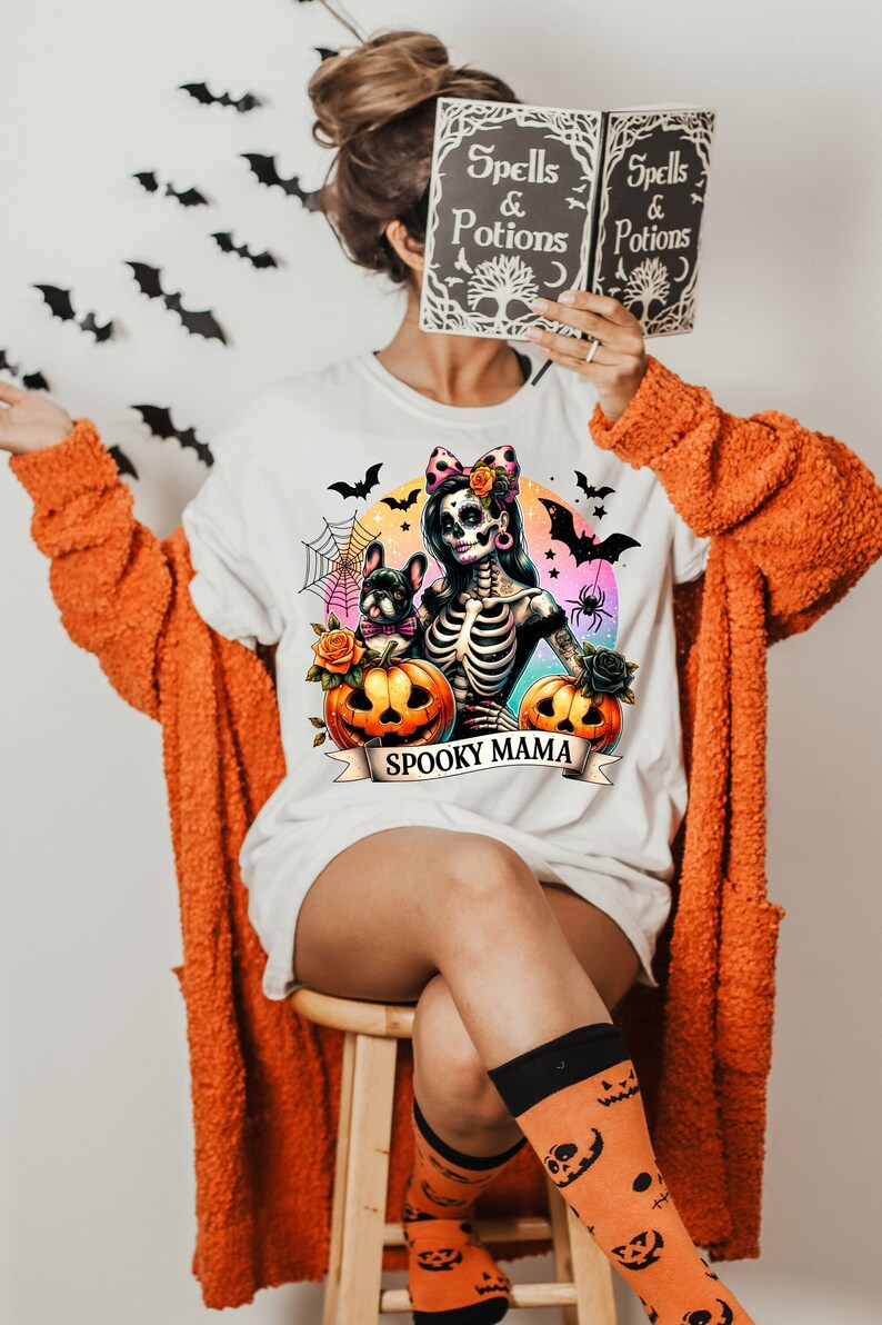 Spooky Mama Png, Halloween Dog Mom png, French Bulldog png, Halloween Skeleton png, Spooky Season Png, Halloween Png, Sublimation Designs