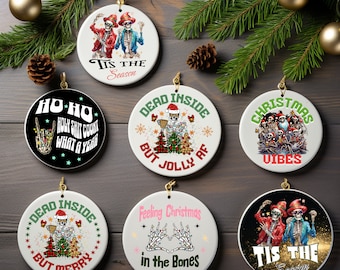 Skeleton Christmas Ornaments, Skulls Ornaments, Round Christmas Skulls, Funny Christmas Ornaments, Sublimation Design, Bundle Christmas PNG