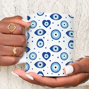 Evil Eye Mug Wrap 11oz and 15oz, Turkish Evil Eye, Mystical Mugs, Protect your Energy, Sublimation Design, Instant Download PNG image 3