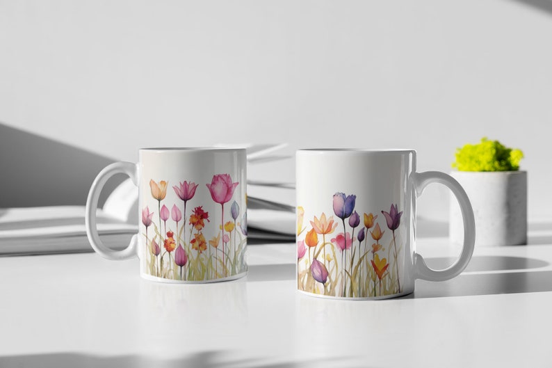 Mug Wrap Colorful Tulips 11oz and 15oz Sublimation Design, Mug Tulip ...