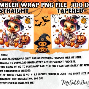 Halloween-anka-tumblerwrap, söt Halloween-tumbler, 20oz smal tumbler, läskig sublimeringsdesign, digital nedladdning, anka Halloween PNG bild 3
