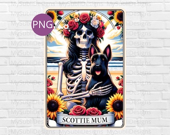 Scottie Mom Tarot Card Png, Tarot Dogs png, Tarot Card Dog, Scottish png, Skeleton Tarot Card png, Sublimation Design, Digital Download