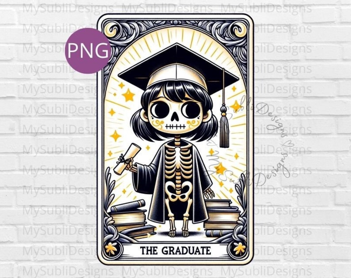 The Graduate PNG, the Graduate Skeleton Tarot Card Png, Graduate Shirt ...