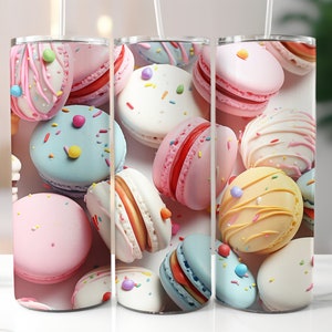 Macaron Tumbler Wrap 20 oz Skinny Vasse, 3D Sublimation Design , Macaronis PNG Prints, Straight and Tapered, Instant Download