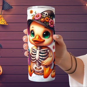 Halloween-anka-tumblerwrap, söt Halloween-tumbler, 20oz smal tumbler, läskig sublimeringsdesign, digital nedladdning, anka Halloween PNG bild 2