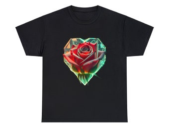 Camiseta corazón flor | Camiseta flor cristalizada | Camiseta de flores | Camiseta naturaleza