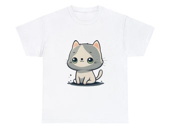 Unisex T-shirt | cat design | Cat T-shirt | Gray cat t-shirt