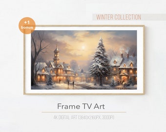 Winter TV Frame Art - Cozy Christmas Street - Digital Painting For Samsung The Frame TV