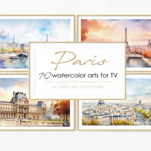Watercolor paintings of Paris city | Samsung the Frame TV set