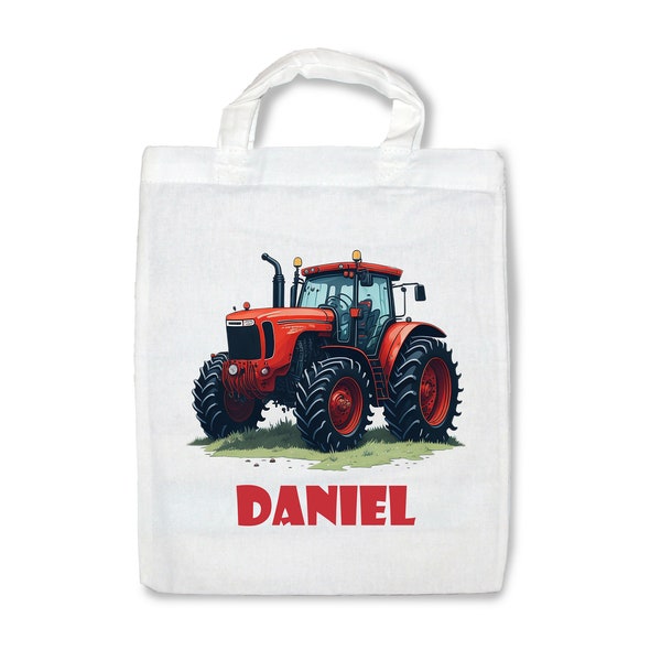 Baumwollbeutel klein 22cm x 26cm Traktor, Apothekertasche, Stoffbeutel, personalisiert mit Name, Stofftasche, Kinderbeutel, Geschenkidee