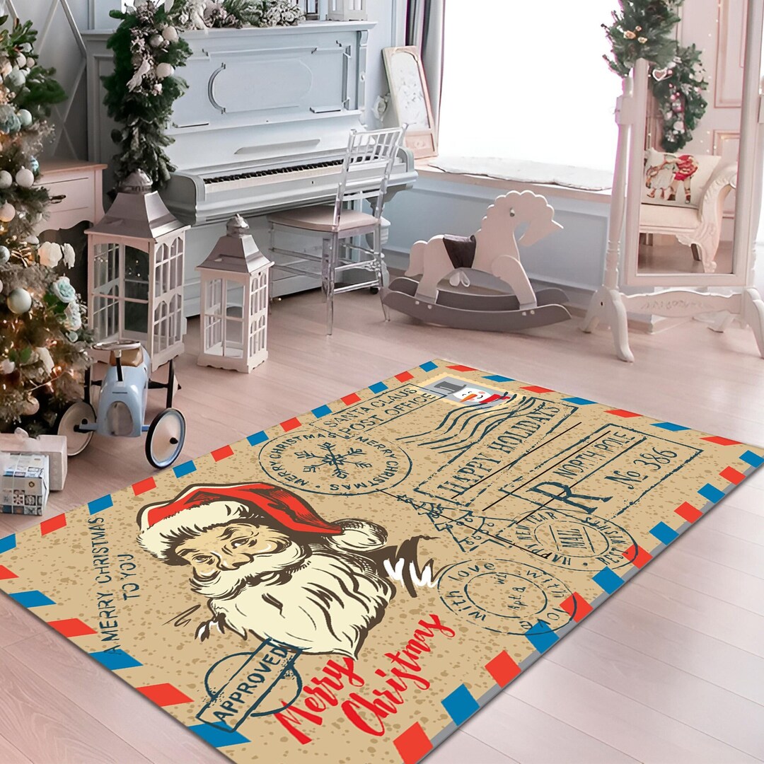 Santa Rug Santa Claus Rug Christmas Rug Christmas Decor Etsy