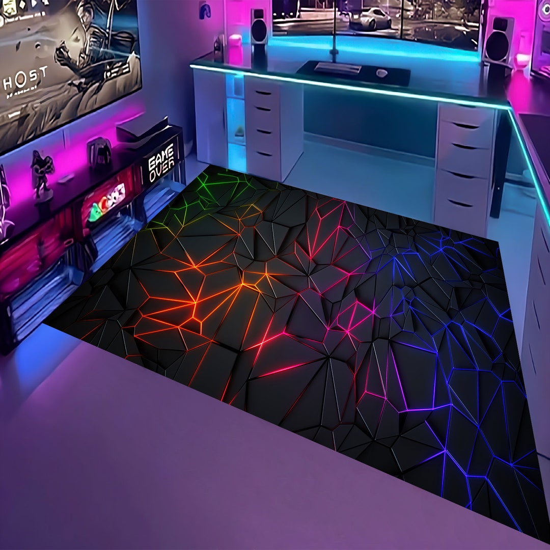 Gamer Rug Game Area Rug Gaming Rug Play Room Rug Colorful Etsy