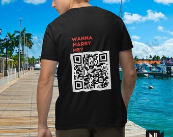 Personalized QR code Wanna Marry Me Unisex T-shirt / Viral Instagram T-shirt / Scan Me Social Media link Tee