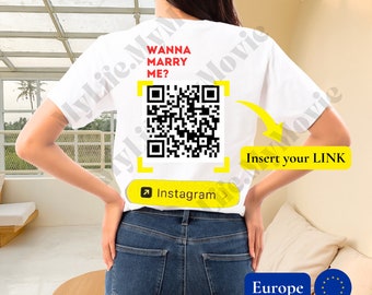 Code QR personnalisé Wanna Marry Me T-shirt unisexe en coton