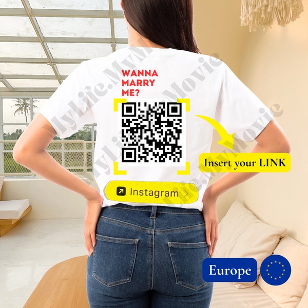 Personalisierte QR Code Wanna Marry Me Unisex Baumwoll-T-Shirt