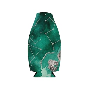 Emerald Constellation Zip-Up Bottle Cooler Sleeve | Zodiac Starry Night