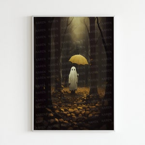 Ghost In The Forest, Vintage Poster, Art Poster Print, Dark Academia, Haunting Ghost, Halloween Decor
