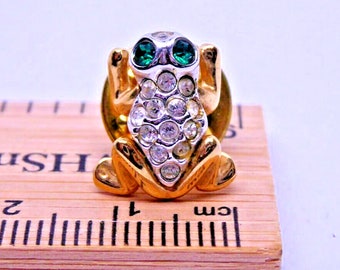 Pin Badge - Sparkly Frog Green Eyes Brooch