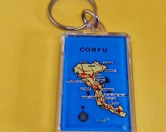 Keyring Key Ring - Corfu, Greece, Vintage 90s