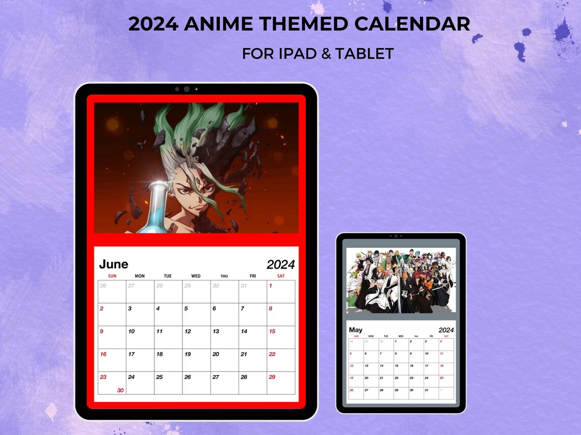 2024 Animethemed Calendar, Anime Digital Calendar, Anime Calendar