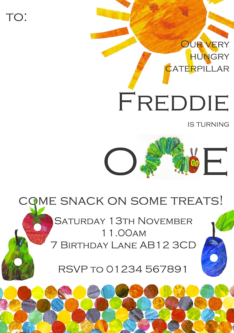 Very Hungry Caterpillar Birthday Invite Etsy