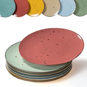 Esfour Ceramics Dinner Plates 11 inch Set of 6 - Vivid Assorted Color