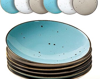 Esfour Ceramics Pasta Bowl  8.1 inch Set of 6 - Natural Assorted Color