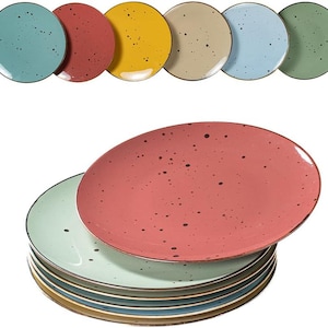 Esfour Ceramics Dinner Plates 11 inch Set of 6 - Vivid Assorted Color