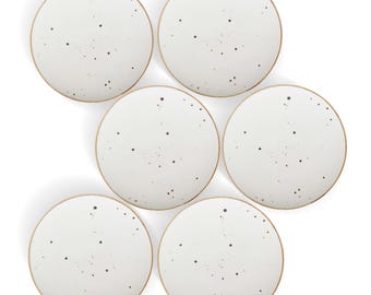 Esfour Ceramics Dessert Plates 8.7 Inch Set of 6 - Durable Small Dishes for Salad, Dessert, and Side Dishes - Classic Assorted Colors