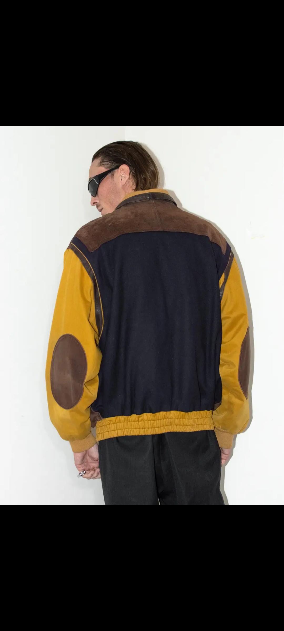 90s Vintage Multicolor Real Suede Leather Blouson Jacket - Unisex