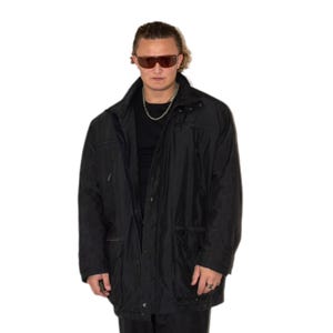 Vintage Y2K Paul & Shark oversized quilted black Warm coat - Zip Through Fleece Coat - Early 00s Clothing