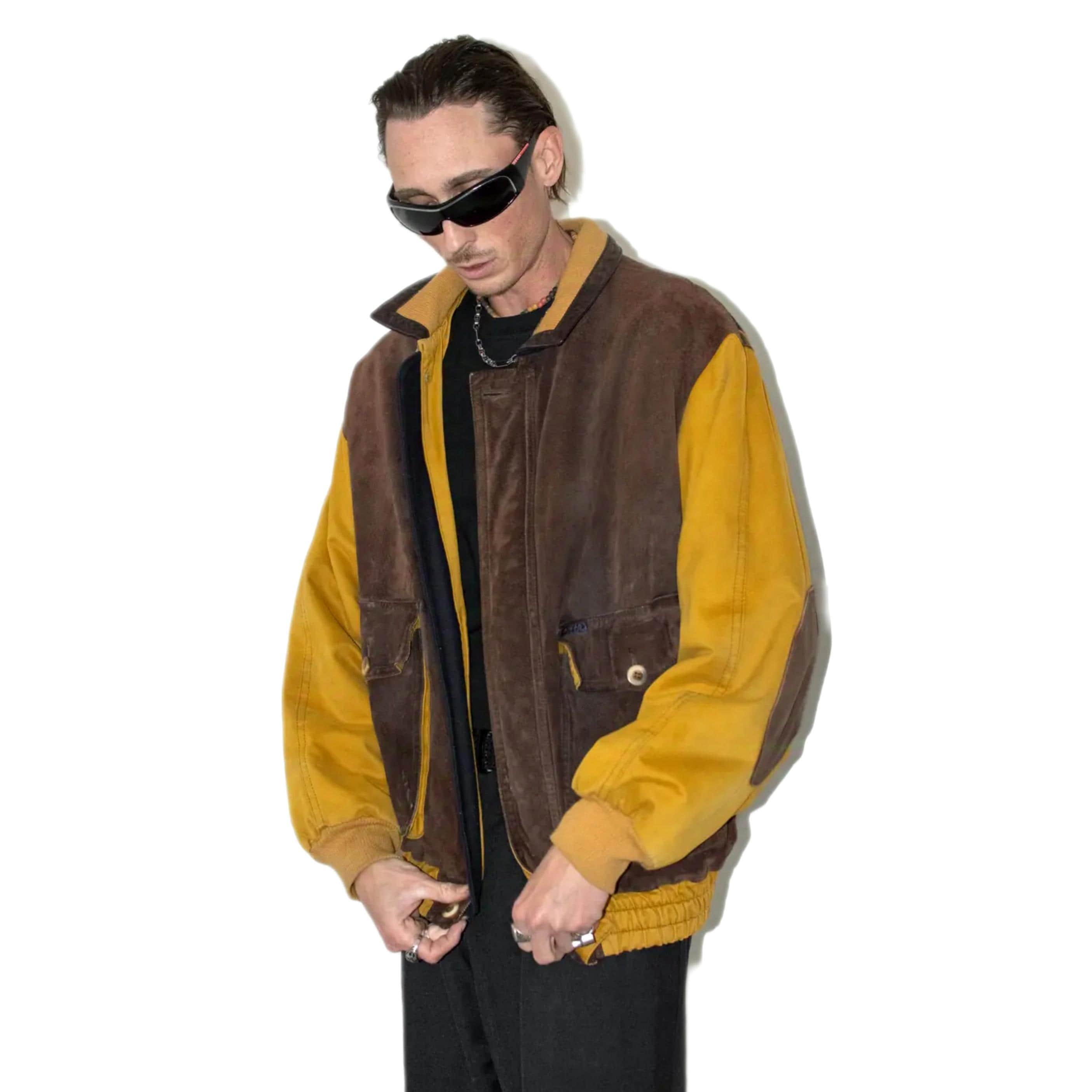 90s Vintage Multicolor Real Suede Leather Blouson Jacket - Unisex