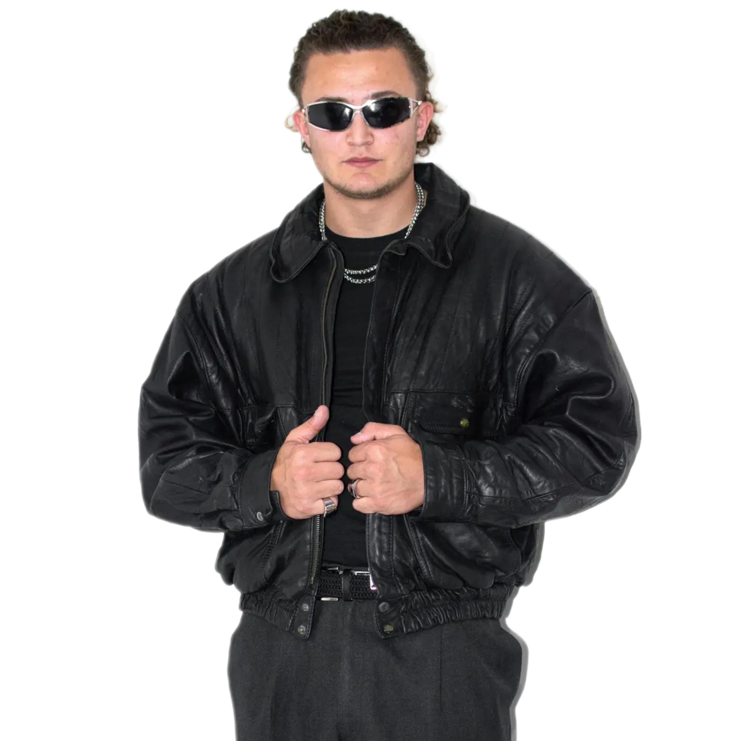 Vintage Black Leather Blouson Jacket - Etsy Vintage Black Leather Blouson Jacket - Etsy