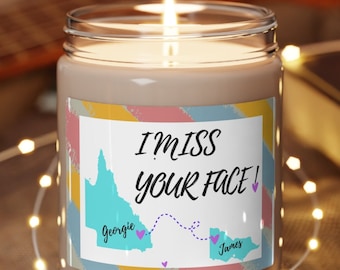 Custom CANDLE Gift I Miss Your Face | Personalized Long Distance State To State Gift Candle soy 9oz, Best Friend Gift