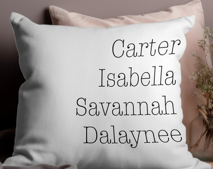 Personalized Family Name Throw Pillow Case | Customize with Names Housewarming Cover Gift | 18X18 Covers Gifts | Christmas Gift