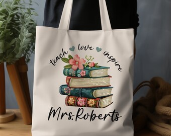 Teacher Appreciation Gift Tote Bag Canvas Custom Teacher Gift Personalized School Bag Gifted Teacher Tote Reusable Bag School