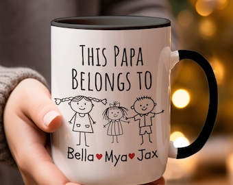 This Papa Belongs To, Papa Coffee Mug Personalized, Papa Gift From Kids, Papa Christmas Gift, Custom Papa Cup, Gift For Papa