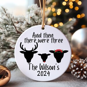 Family Of Three Christmas Ornament, Custom New Family Ornament, Baby&#39;s First Christmas Ornament, Personalized Family Ornament