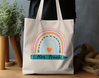Teacher Appreciation Gift Tote Bag Canvas Custom Teacher Gift Personalized School Bag Gifted Teacher Tote Reusable Bag School