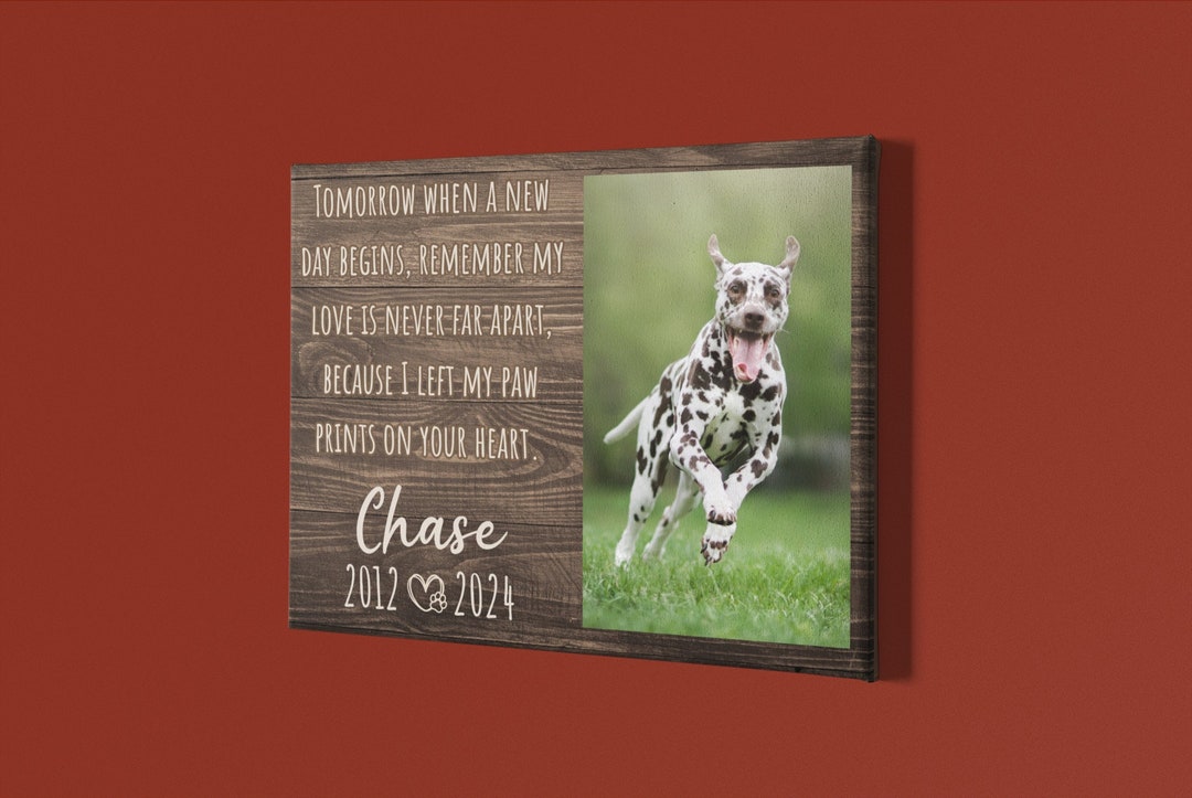 Custom Photo Dog Horizontal Canvas - Memorial Gift For Dog Lovers - You Left Pawprints On My Heart