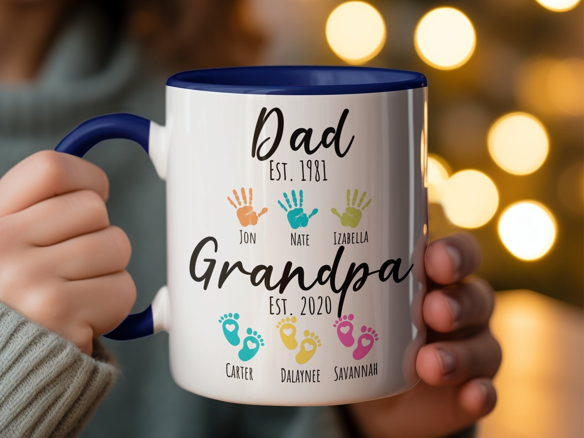 Grandpa Gift For Grandpa Mug With Grandkids Names Personalized Handprint Fathers Day Gift From Granddaughter Grandson Dad Belong To