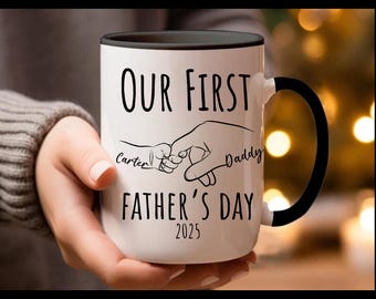 Happy First Fathers Day Mug, Personalized New Dad Mug, 1st Time Daddy Cup, Photo Mug For First Time Dad, Father And Baby Photo Mug