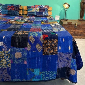 Bohemian Patchwork Quilt Kantha Quilt Handmade Vintage Quilts Boho Bedding Throw Blanket Bedspread Quilting Hippie Quilts For Sale Coverlet