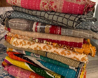 Colcha indiana vintage Kantha feita à mão, cobertor reversível, colcha de algodão, colcha boho