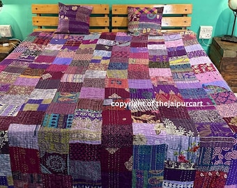 Bohemian Patchwork Quilt Kantha Quilt Handmade Vintage Quilts Boho King Size Bedding Throw Blanket Bedspread Quilting Hippie Quilts For Sale