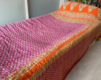 Lote al por mayor de edredones Kantha vintage indios hechos a mano manta reversible colcha tela de algodón Boho tamaño doble ropa de cama