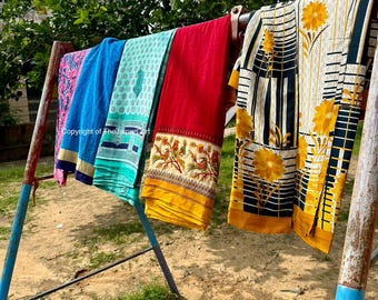 Wholesale Lot of Vintage Art Silk Saree Dressmaking Ethnic Craft Indian Sari Kimono Bath Robe Recycled fabric Traditional Textile Blend silk