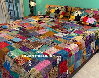 Bohemian Patchwork Quilt Kantha Quilt Handmade Vintage Quilts Boho King Size Bedding Throw Blanket Bedspread Quilting Hippie Quilts For Sale