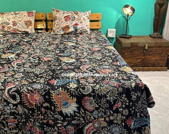 Yuvancrafts, trapunta indiana in cotone Kantha con stampa floreale tradizionale Twin Size Design 1