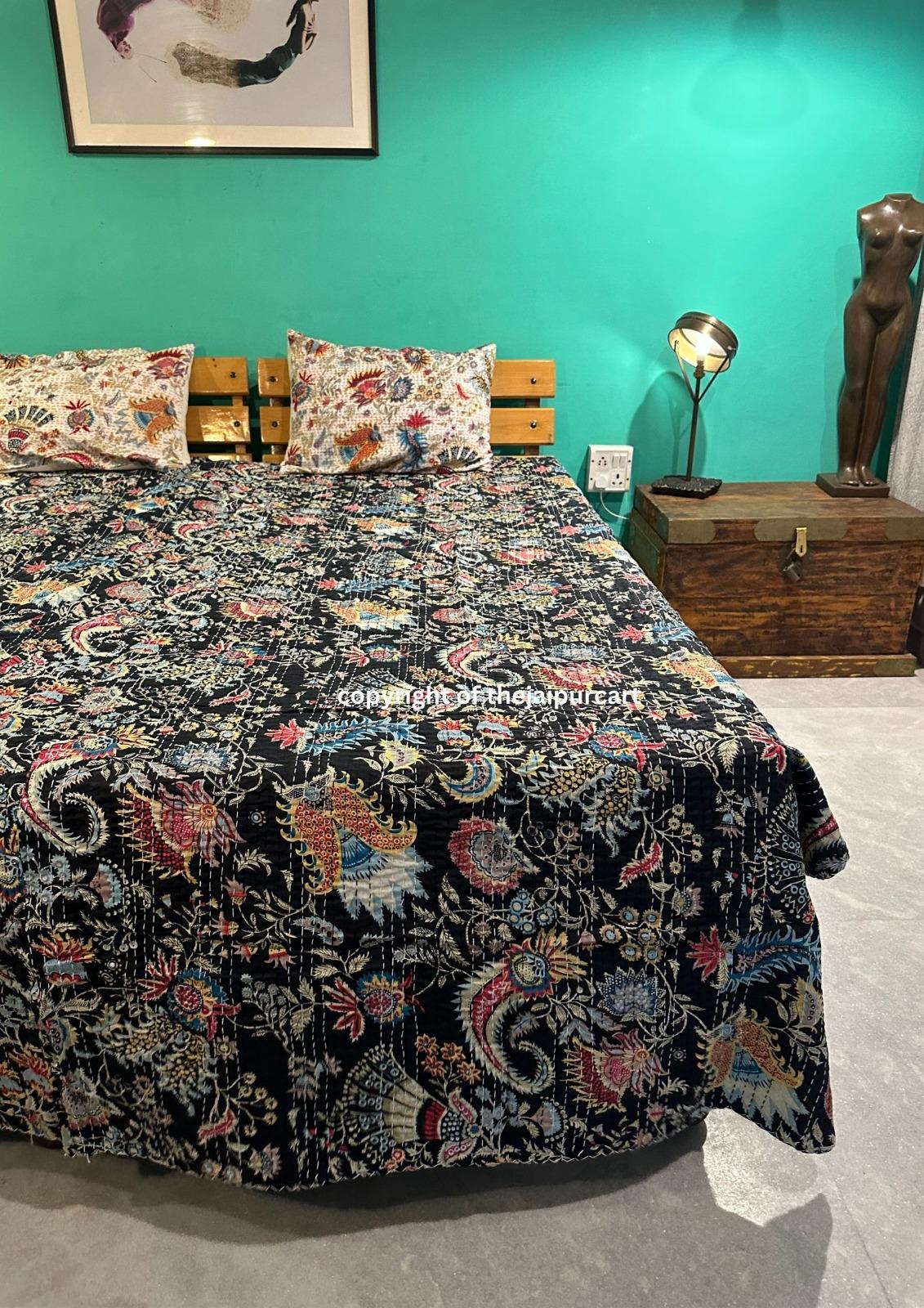 Yuvancrafts Kantha Fruit - Copriletto indiano in cotone Twin (60''x90